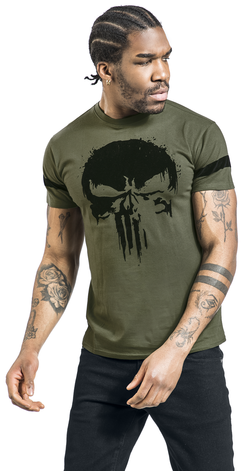 The Punisher Skull - Flock T-Shirt grün