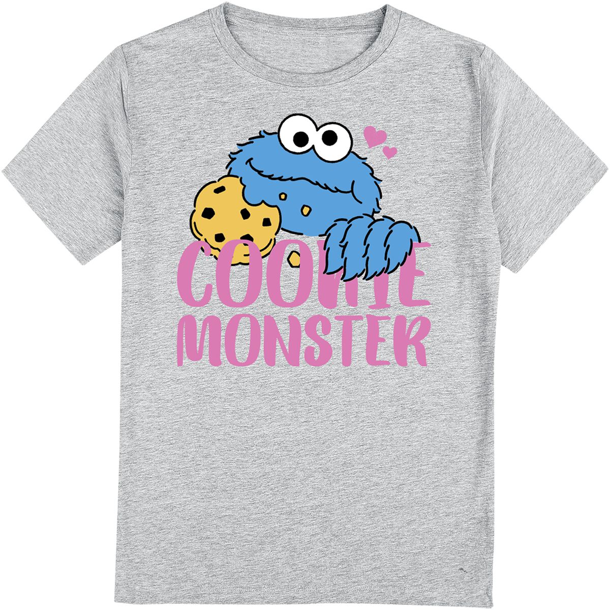 Sesamstraße T-Shirt – Kids – Cookie Monster – 104 bis 128 – für Damen – Größe 116 – heather grey  – EMP exklusives Merchandise!