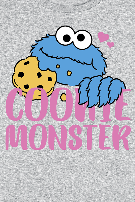 Sesamstraße T-Shirt - Kids - Cookie Monster - 104 bis 128 - für Damen - Größe 116 - heather grey  - EMP exklusives Merchandise!
