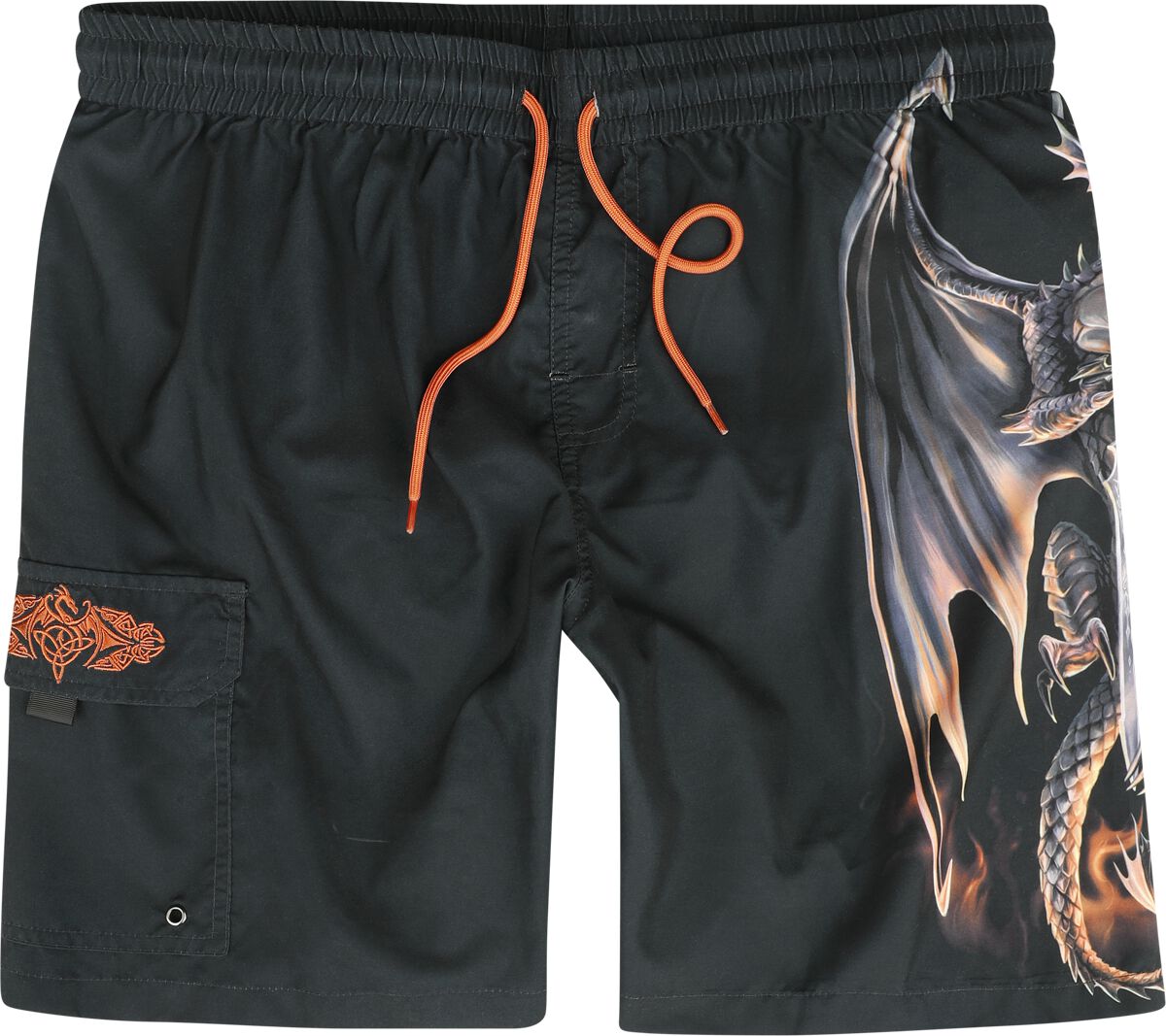 Image of Shorts Gothic di Gothicana by EMP - Gothicana X Anne Stokes - Swim Shorts - S a 5XL - Uomo - nero