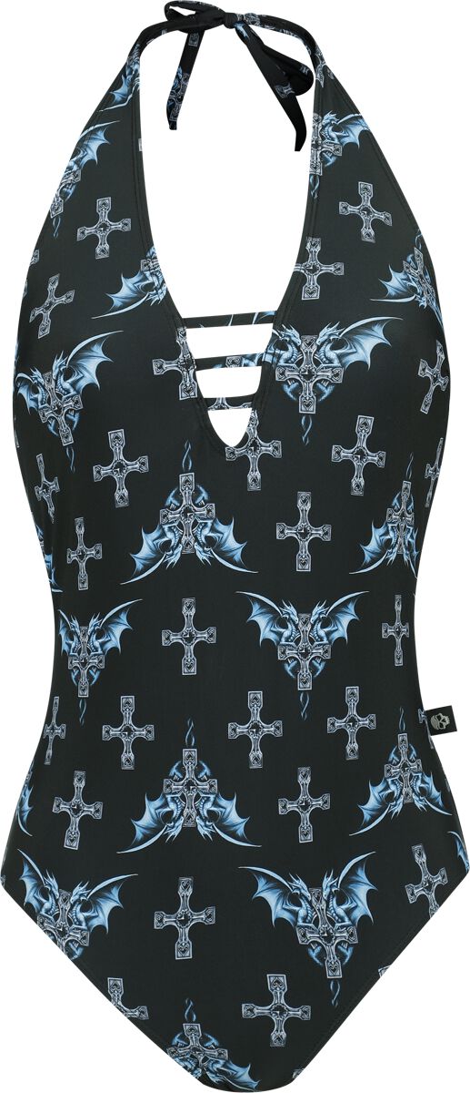 Image of Costume da bagno Gothic di Gothicana by EMP - Gothicana X Anne Stokes - Bathing Suit - S a XXL - Donna - nero