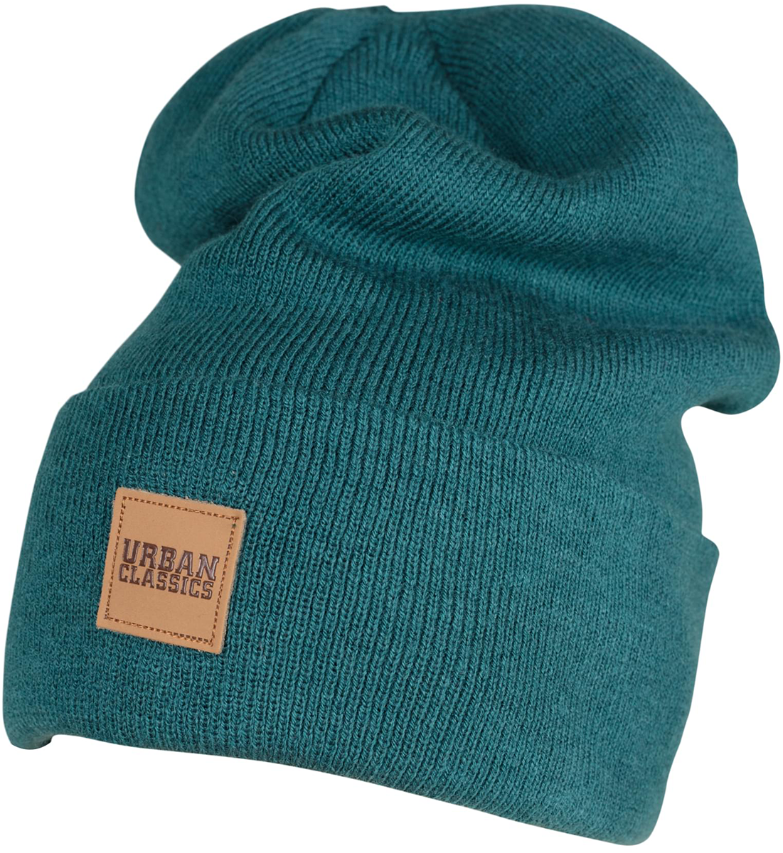 Urban Classics  Beanie - Leatherpatch Long Beanie - petrol