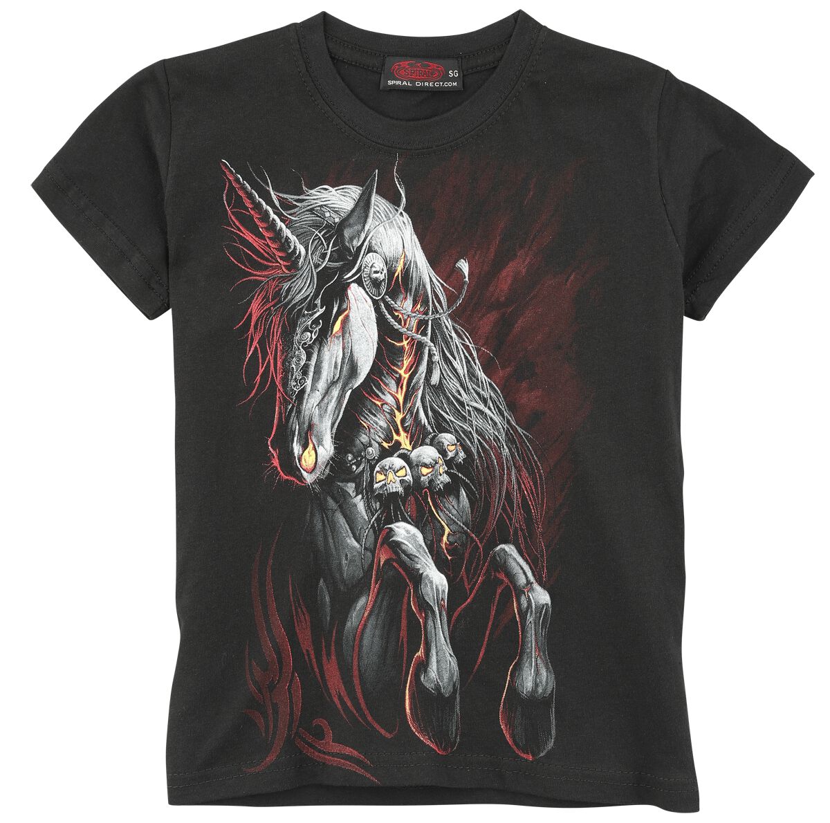 T-shirt Unicorn de Spiral - Infernal Unicorn - 128/134 à 176 - pour filles - noir