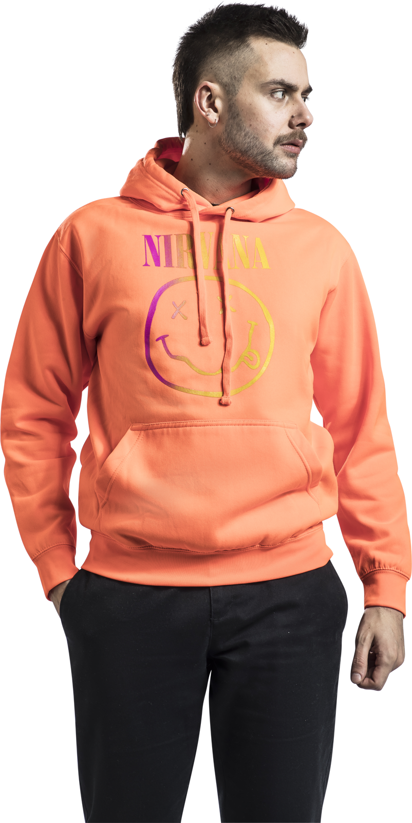 Nirvana Kapuzenpullover - Rainbow Logo - S bis XXL - für Männer - Größe L - orange  - Lizenziertes Merchandise!