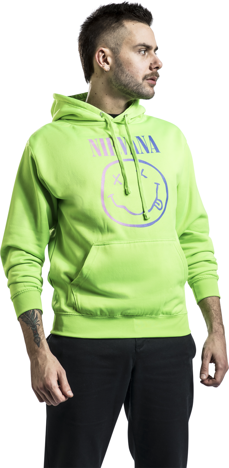 Nirvana Kapuzenpullover - Rainbow Logo - S bis XL - für Männer - Größe XL - grün  - Lizenziertes Merchandise!