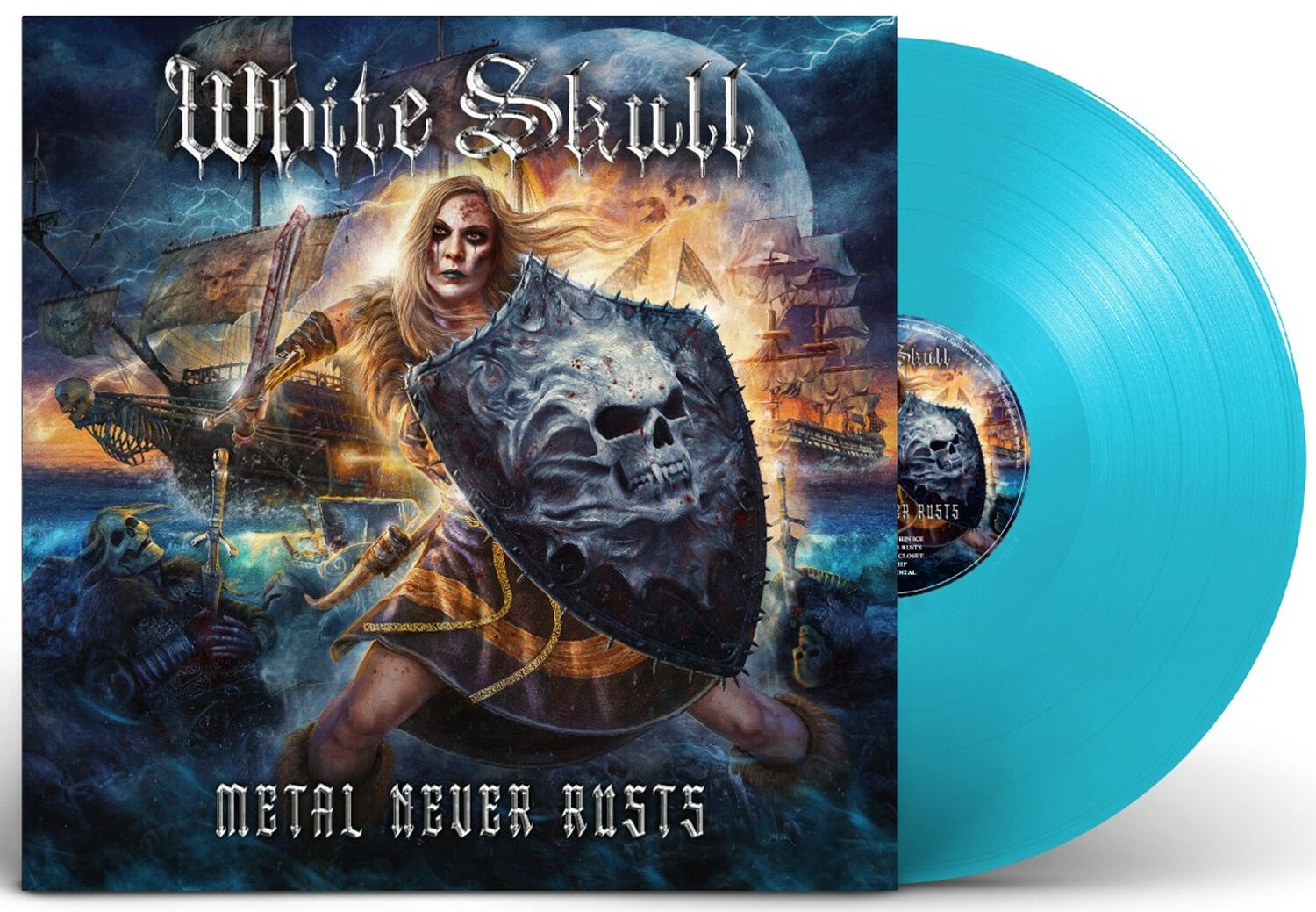 White Skull Metal never rusts LP coloured