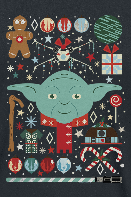 Star Wars Yoda - Christmas T-Shirt schwarz