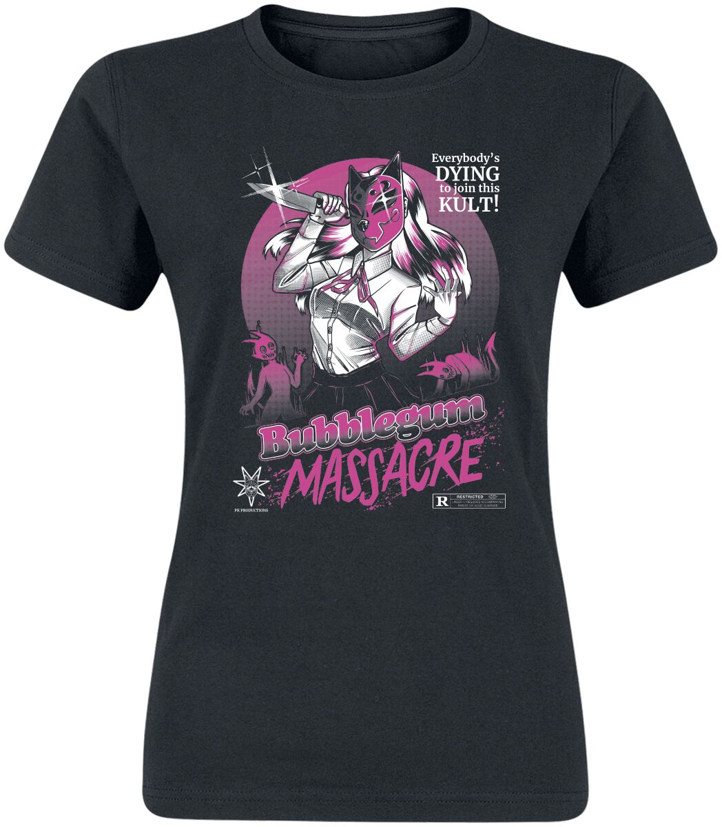 T-Shirt Manches courtes de Pinku Kult - Bubblegum - S à XXL - pour Femme - noir