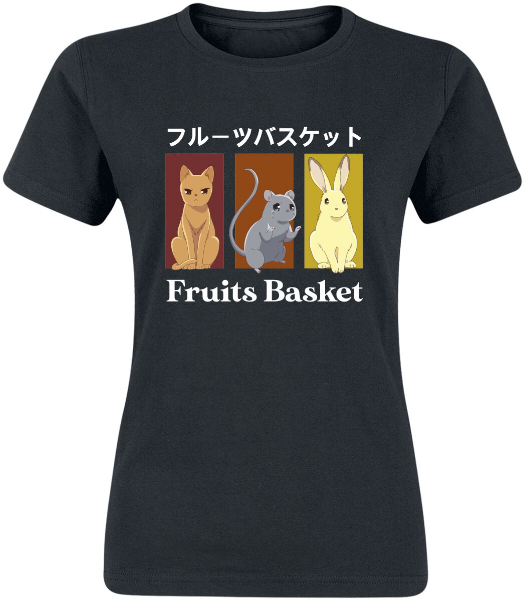T-Shirt Manches courtes de Fruits Basket - Cat, Rat, Rabbit - S à XXL - pour Femme - noir