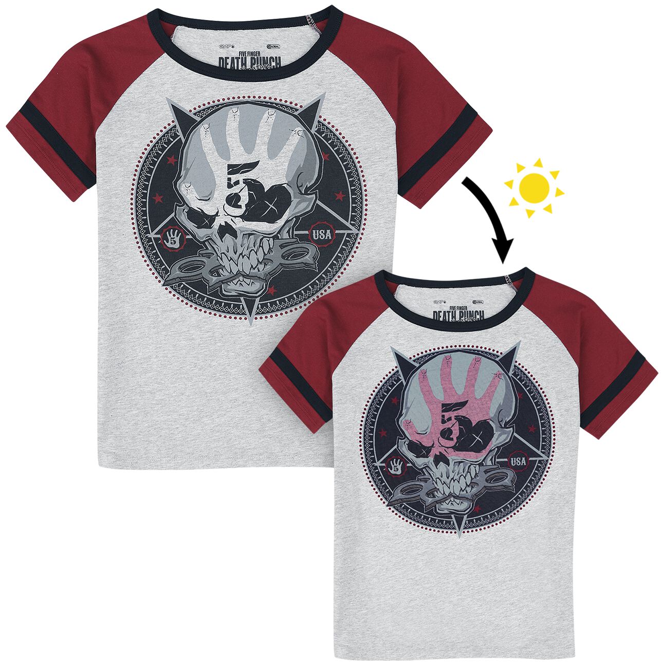 Five Finger Death Punch T-Shirt für Kinder - Kids - EMP Signature Collection - für Mädchen & Jungen - grau/rot  - EMP exklusives Merchandise!