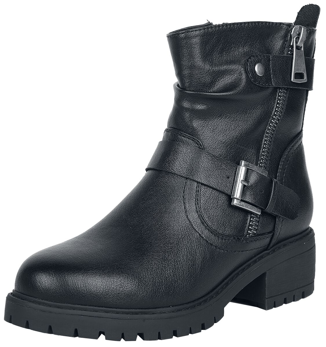 Image of Stivali modello Biker di Black Premium by EMP - Biker boots with zip and buckles - EU37 a EU41 - Donna - nero