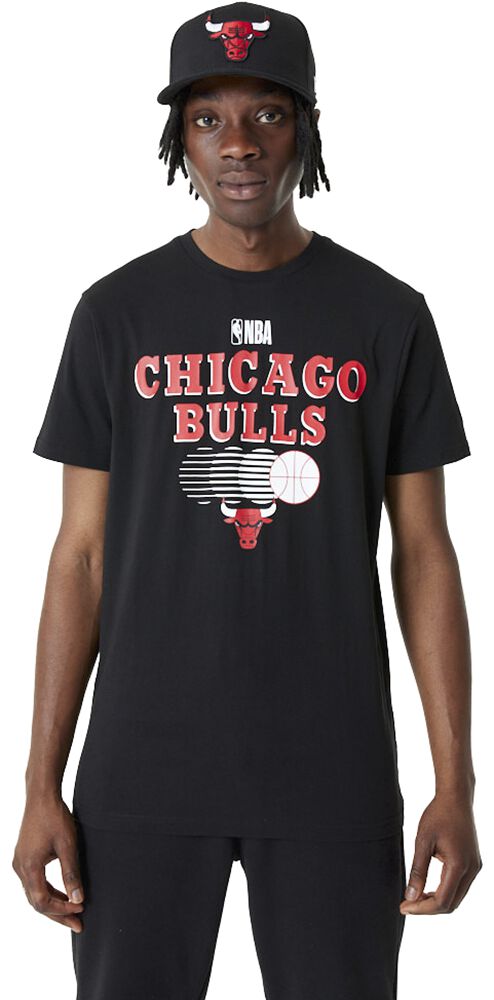New Era - NBA T-Shirt - Chicago Bulls Graphic Tee - S bis M - für Männer - Größe M - schwarz