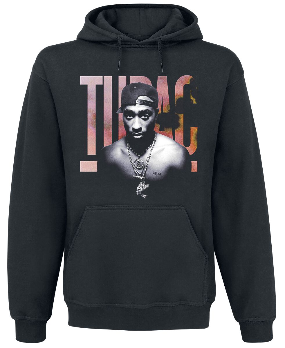 Levně Tupac Shakur Pink Logo Mikina s kapucí černá