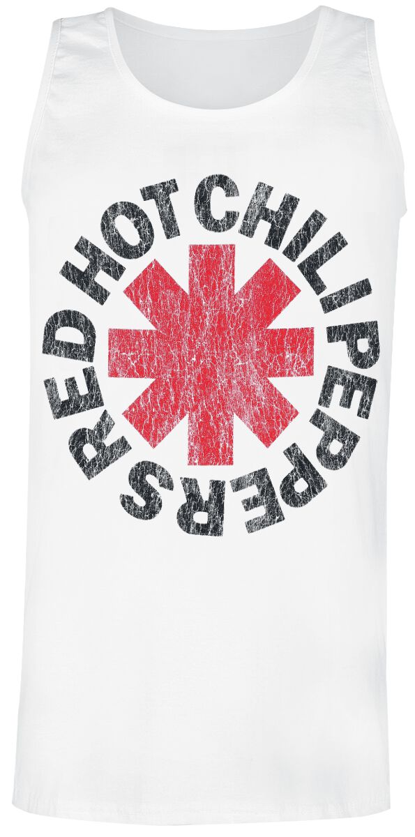 Red Hot Chili Peppers Tank-Top - Distressed Logo - S bis 3XL - für Männer - Größe M - weiß  - Lizenziertes Merchandise!