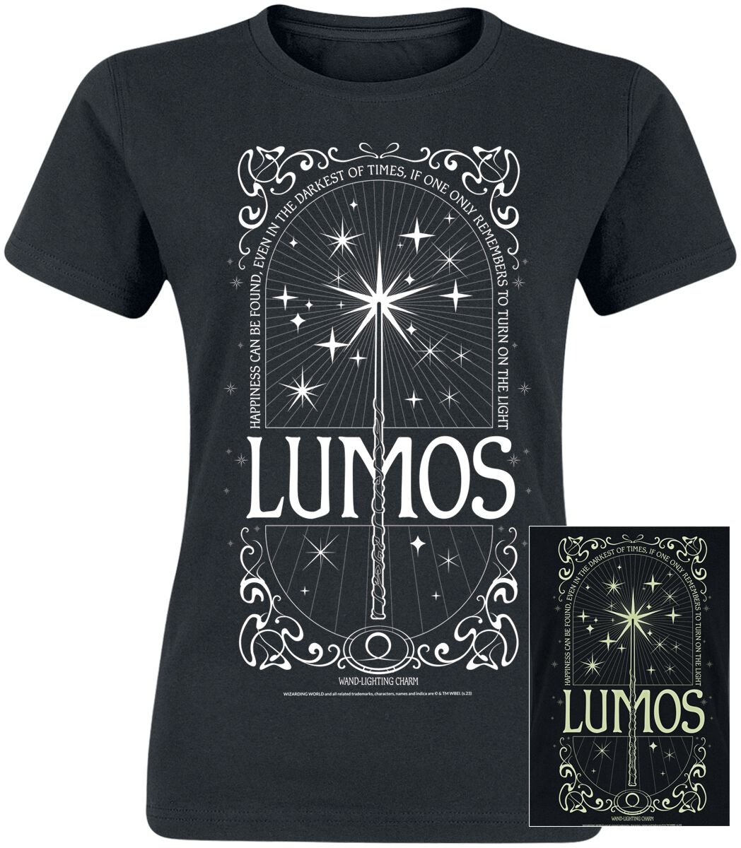 Harry Potter T-Shirt - Lumos - S bis XXL - für Damen - Größe L - schwarz  - Lizenzierter Fanartikel-Harry Potter 1