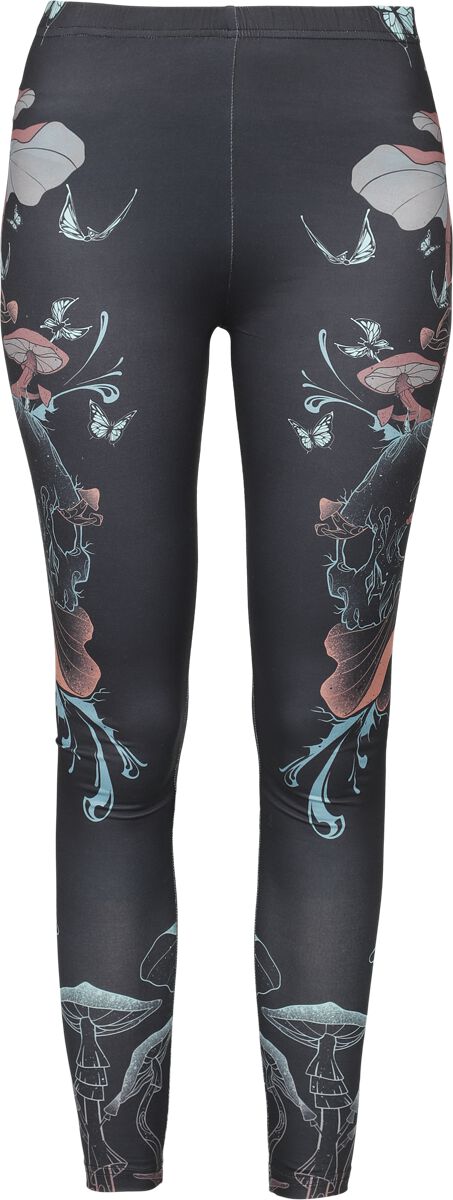 Image of Leggings di Full Volume by EMP - leggings with skull and mushroom print - S a XXL - Donna - nero