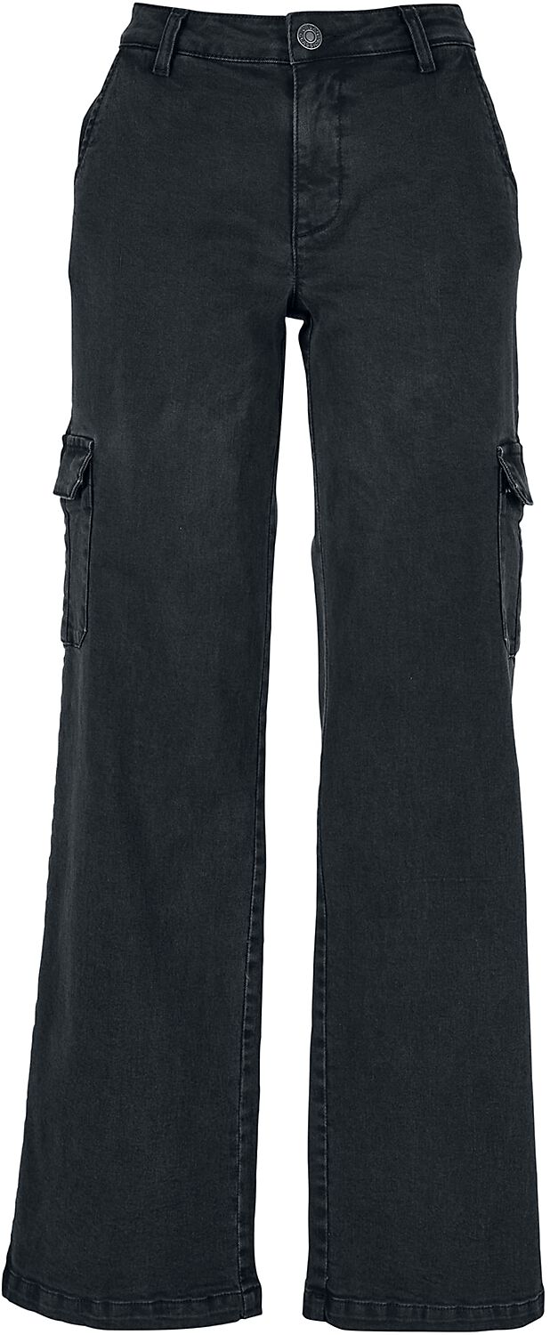 Levně Urban Classics Dámské, denimové kapsáče s vysokým pásem Dámské džíny černá