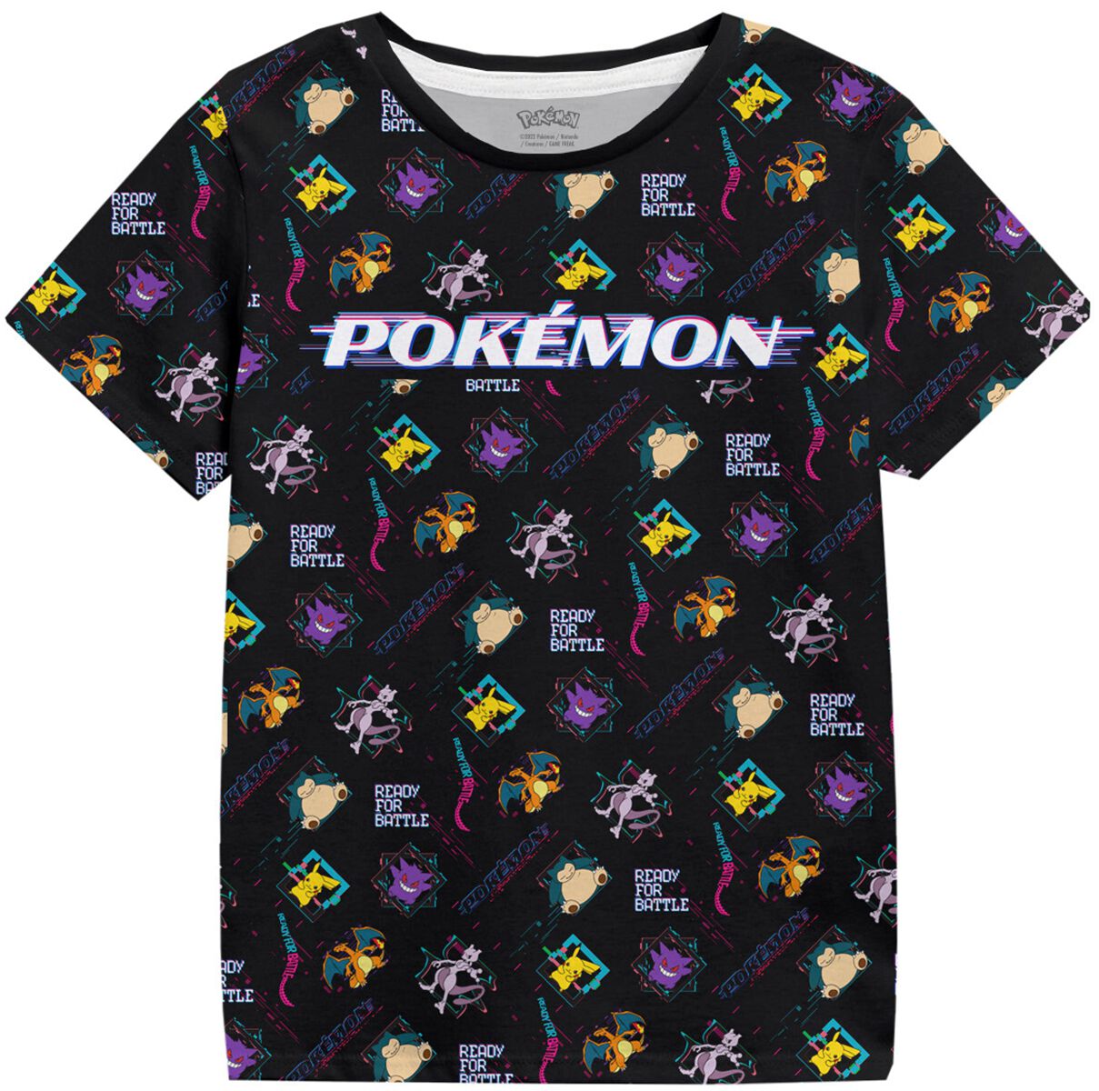 T-Shirt Manches courtes Gaming de Pokémon - Kids - Distortion - 104 à 116 - pour Unisexe - noir