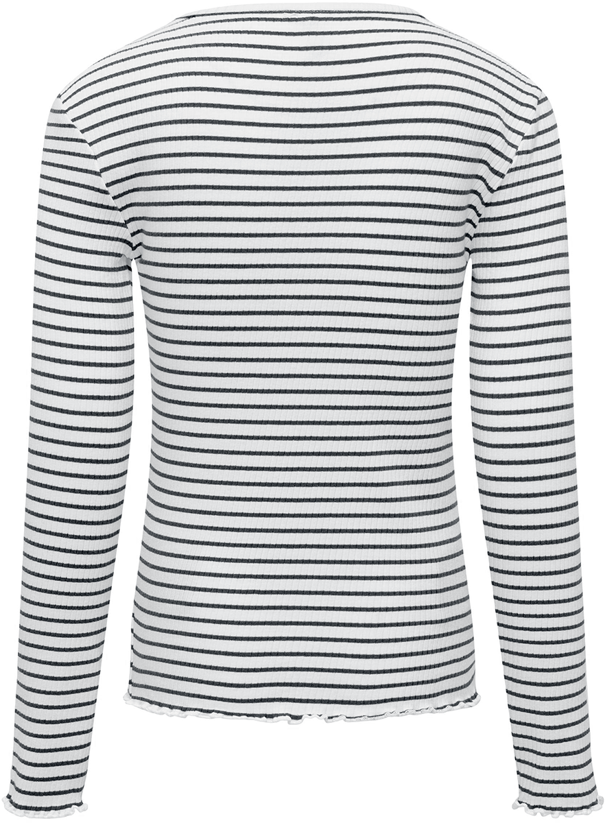 Kids ONLY Langarmshirt - Gila LS Rib Top - 122/128 - für Damen - Größe 122/128 - weiß/blau
