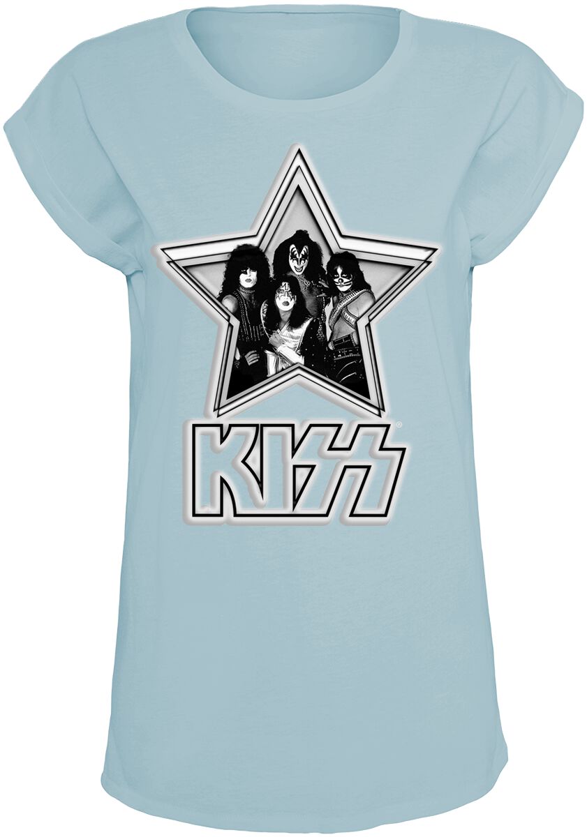 T-Shirt Manches courtes de Kiss - Star Photo - S à XXL - pour Femme - bleu clair