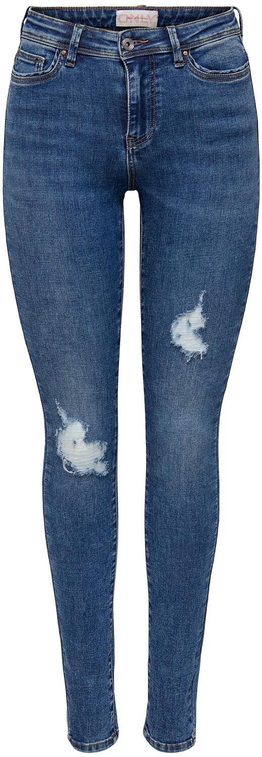 Only Jeans - ONLWauw Mid SK Destroy - W26L30old bis W30L32 - für Damen - Größe W28L32 - blau