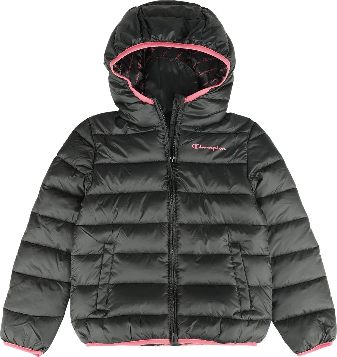 Image of Giacca di Champion - Legacy outdoor hooded jacket - 122/128 a 170/176 - ragazze - nero/rosa