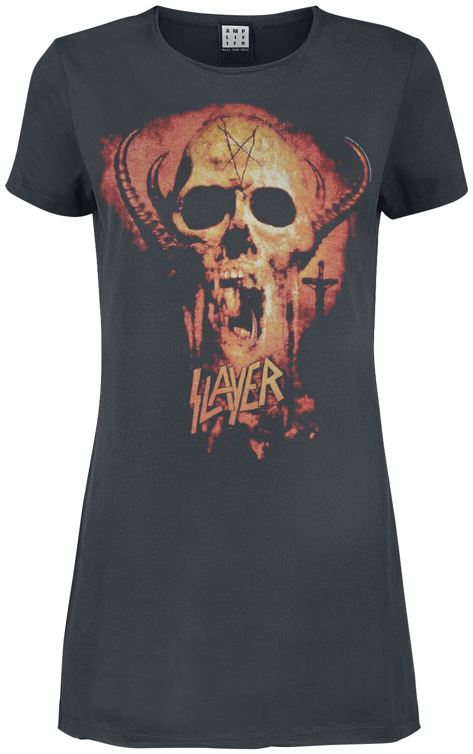 Levně Slayer Amplified Collection - Skull Šaty charcoal