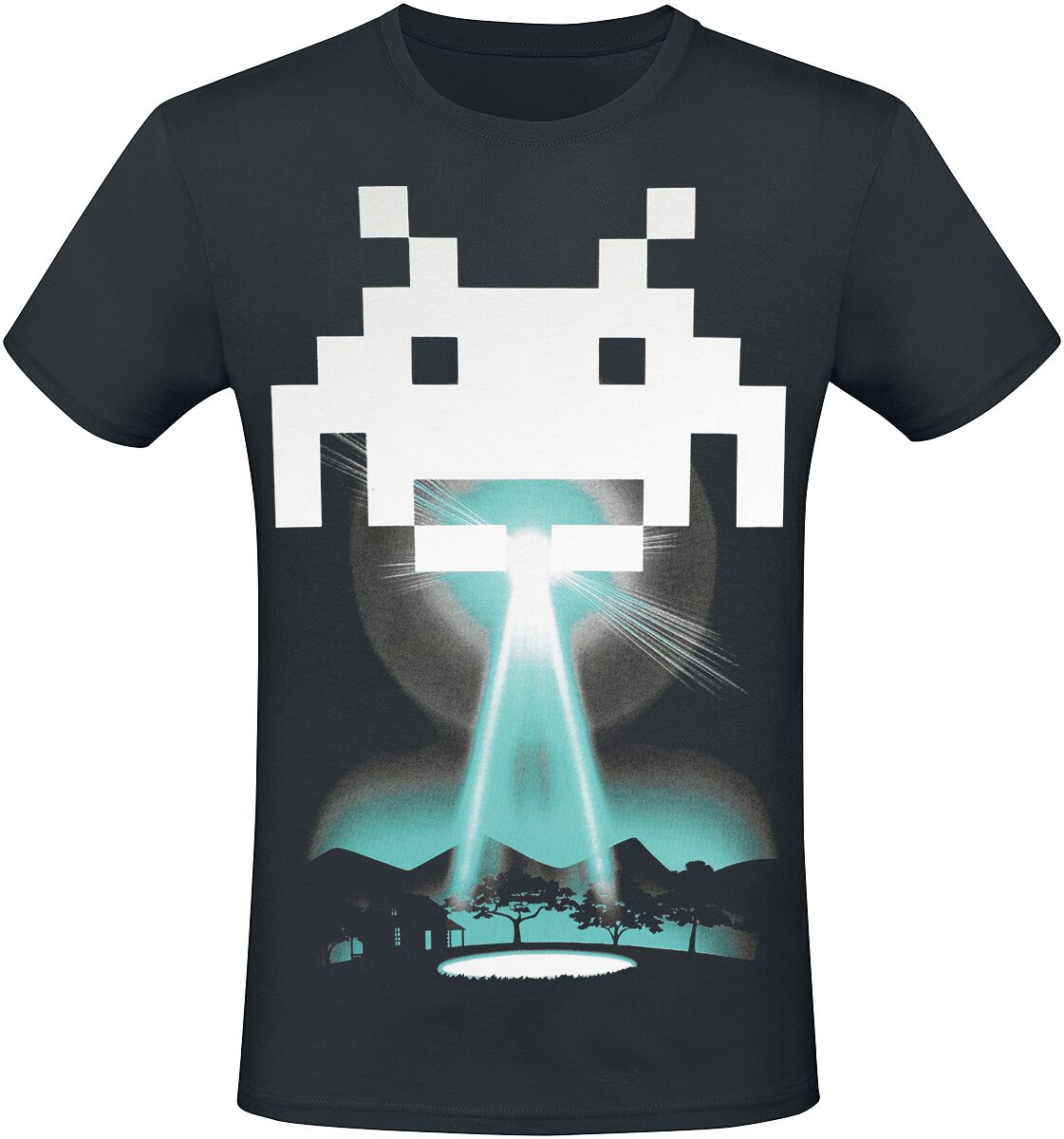 Space Invaders Beam Me Up Alien T-Shirt schwarz in XL