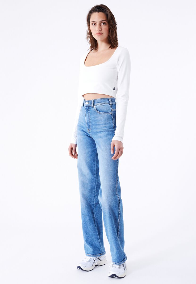 Image of Jeans di Dr. Denim - Moxy Straight Cape Sky Worn Hem - XS a S - Donna - blu