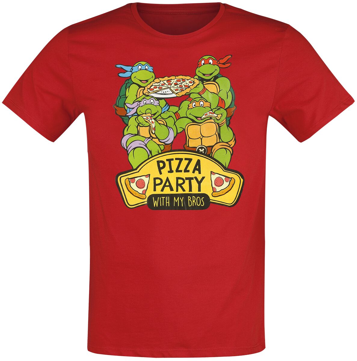 Teenage Mutant Ninja Turtles T-Shirt - Kids - Pizza Party - 116 bis 164 - für Mädchen & Jungen - Größe 164 - rot  - Lizenzierter Fanartikel