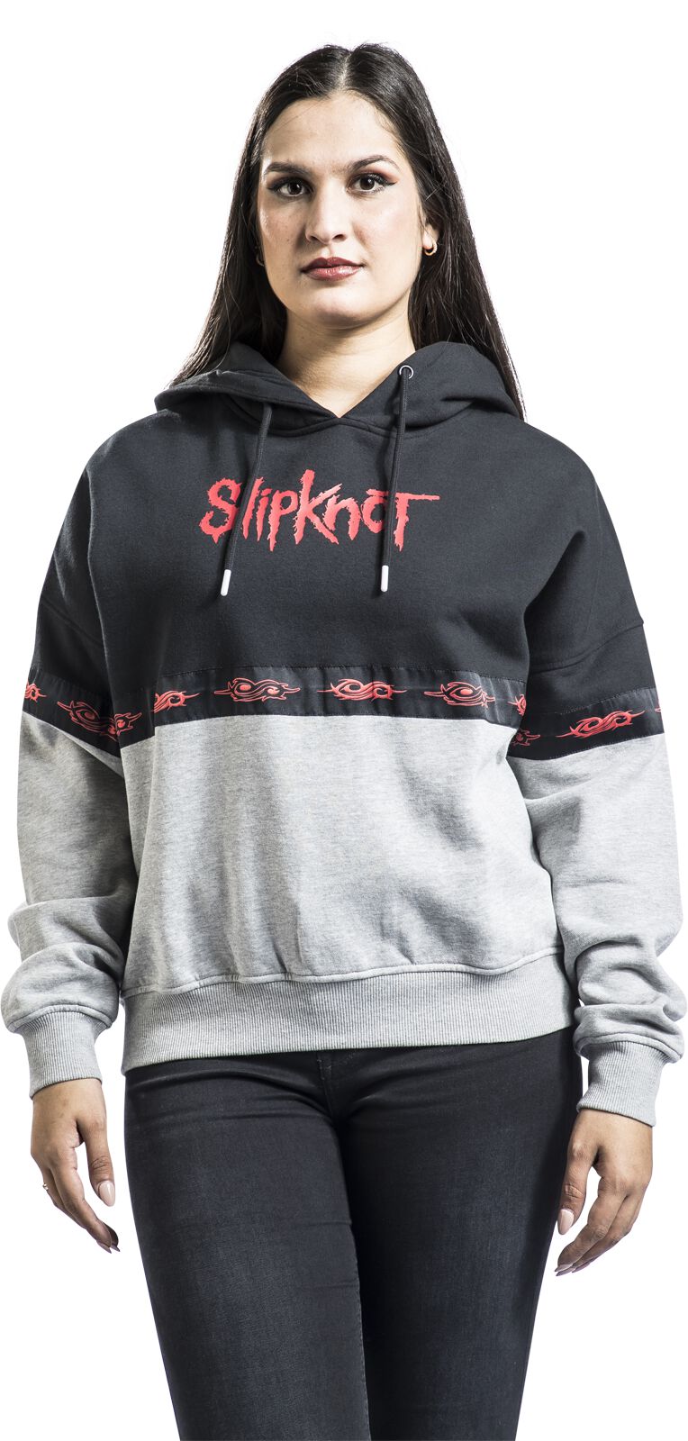 Image of Felpa con cappuccio di Slipknot - EMP Signature Collection - S a XXL - Donna - nero/grigio