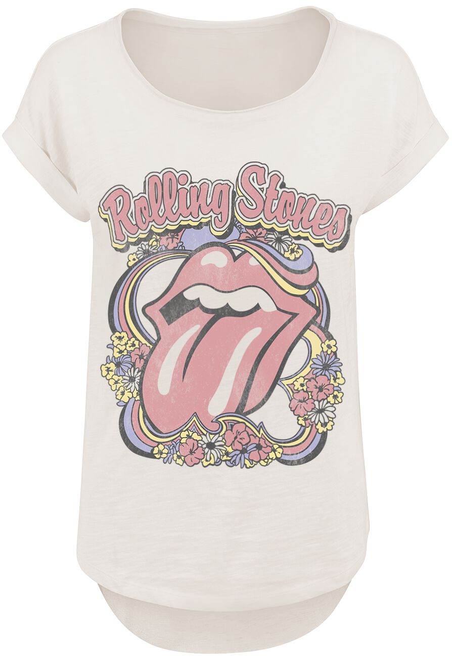 Levně The Rolling Stones Floral Wreath Dámské tričko šedobílá