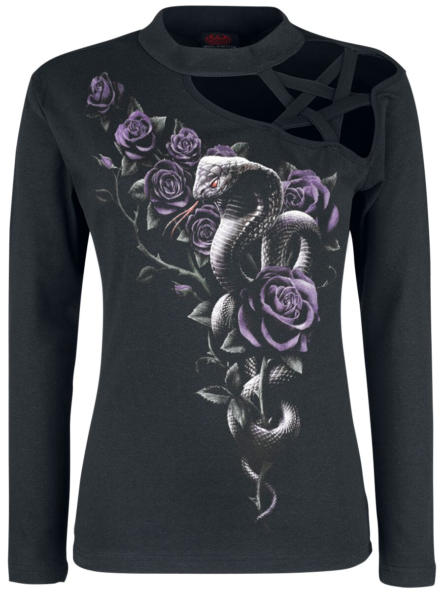 Spiral - Gothic Langarmshirt - Cobra Rose - S bis XXL - für Damen - Größe XXL - schwarz