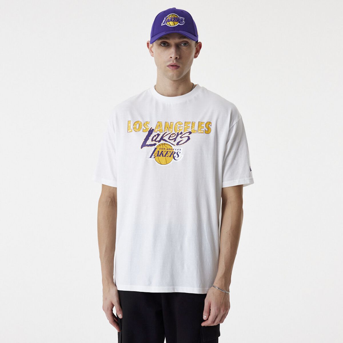 New Era - NBA T-Shirt - Los Angeles Lakers - S bis M - für Männer - Größe S - weiß