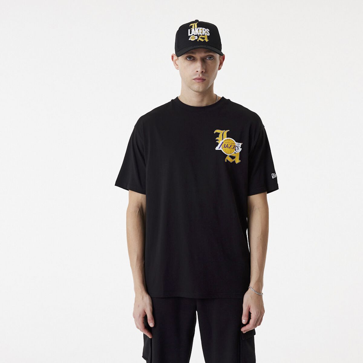 New Era - NBA T-Shirt - Los Angeles Lakers - S bis M - für Männer - Größe S - schwarz