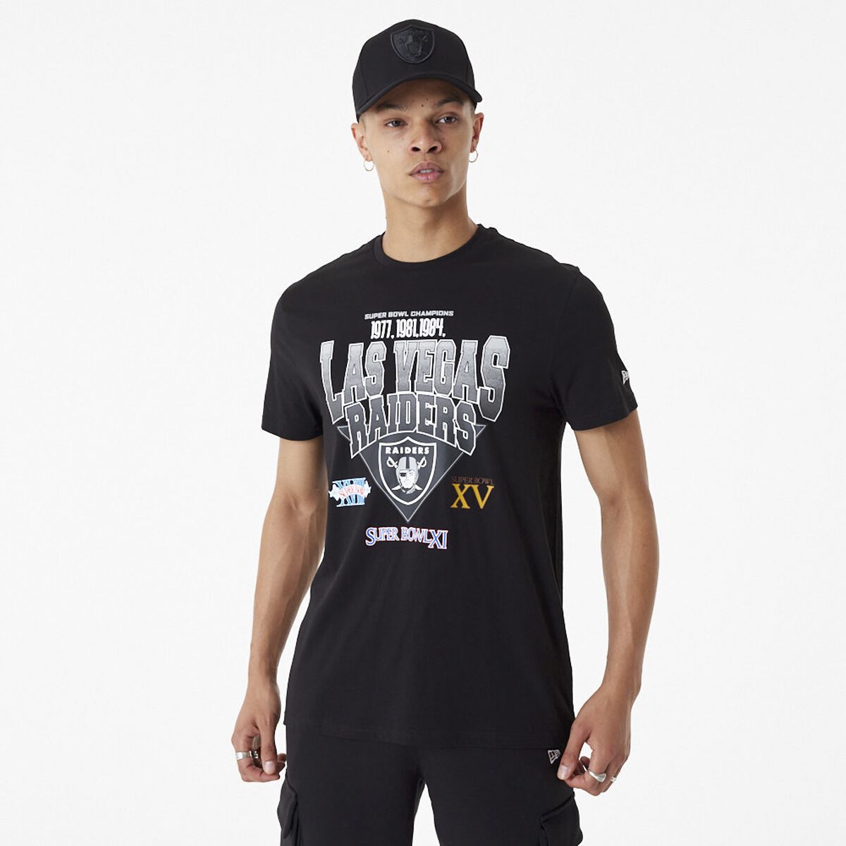 New Era - NFL T-Shirt - Las Vegas Raiders Wordmark Tee - S bis M - für Männer - Größe M - schwarz