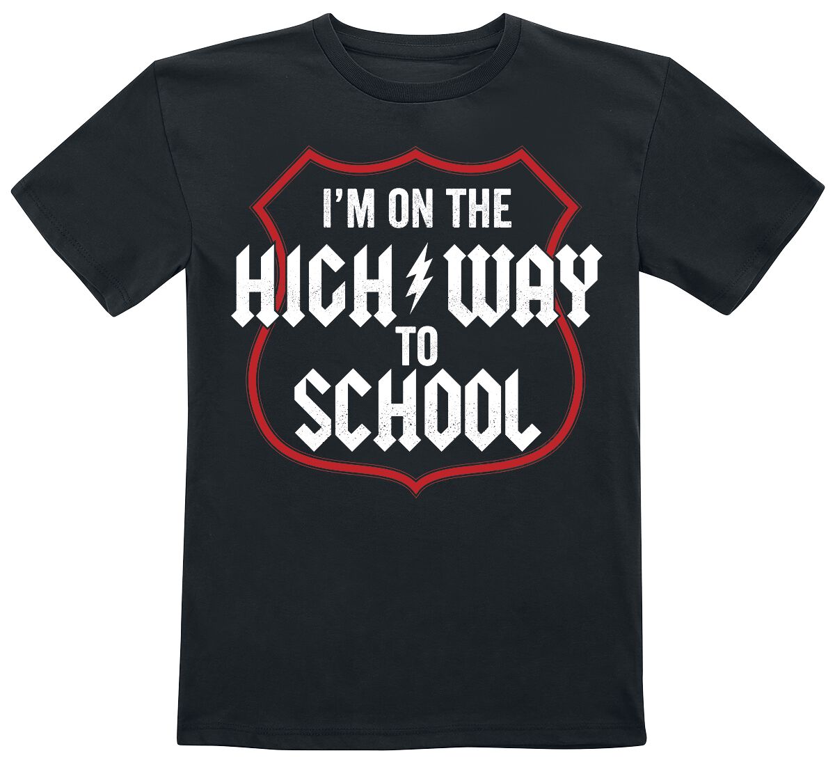 T-shirt Fun de Slogans - I'm On The Highway To School - 104 à 152 - pour filles & garçonse - noir