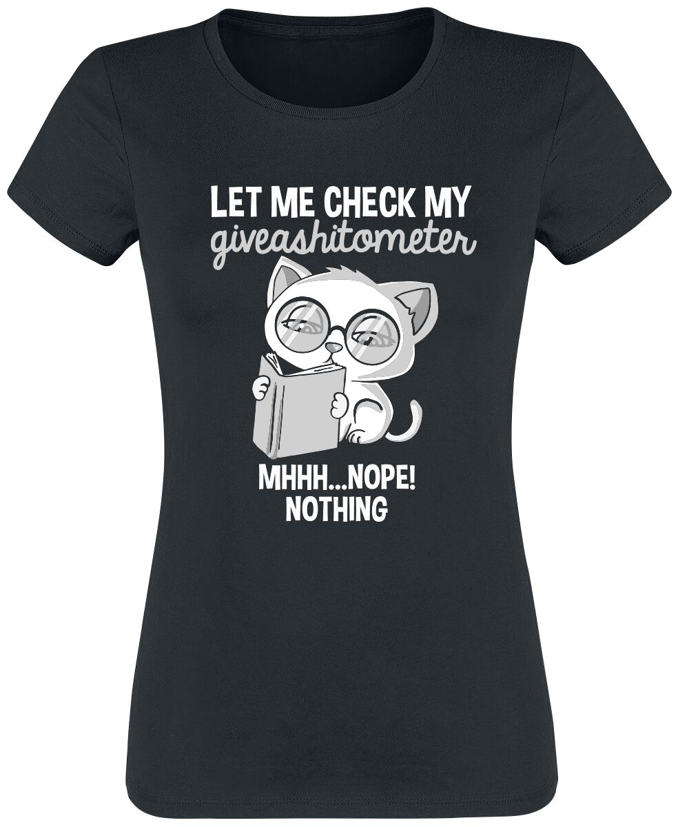 Tierisch T-Shirt - Let Me Check My GiveAShitOMeter - XXL - für Damen - Größe XXL - schwarz
