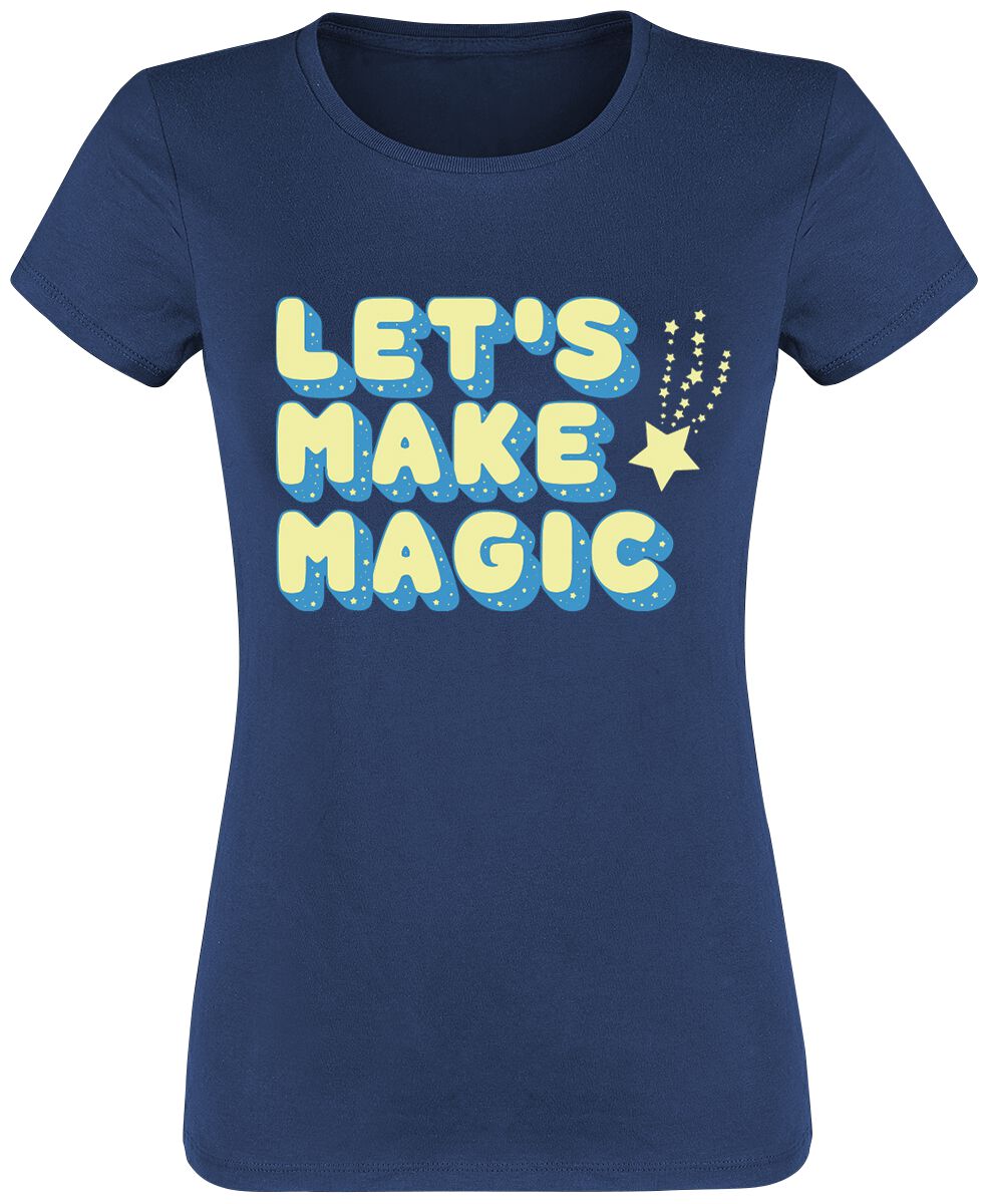 T-Shirt Manches courtes Fun de Slogans - Let's Make Magic - S à XXL - pour Femme - marine