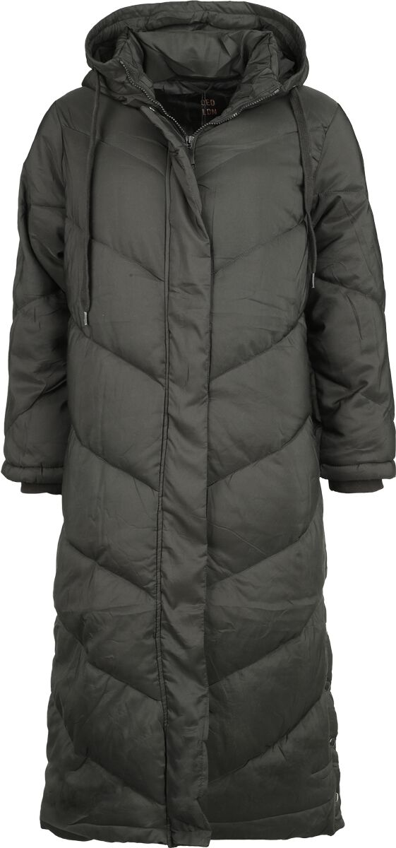QED London Chevron Midi Quilted Coat Mantel schwarz in XL