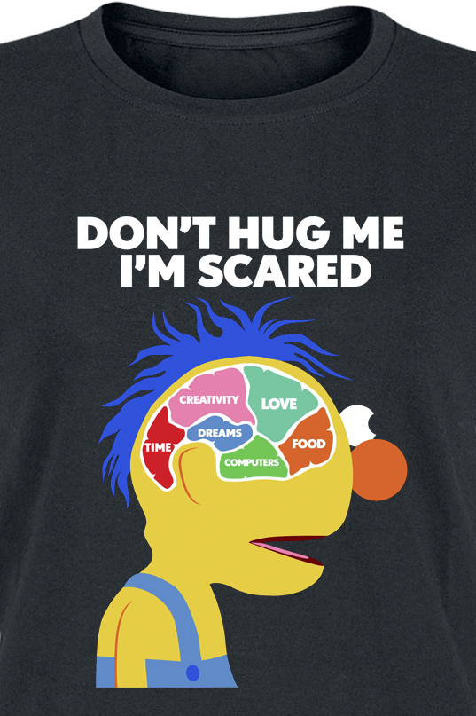 Don't Hug Me I'm Scared Brain T-Shirt schwarz