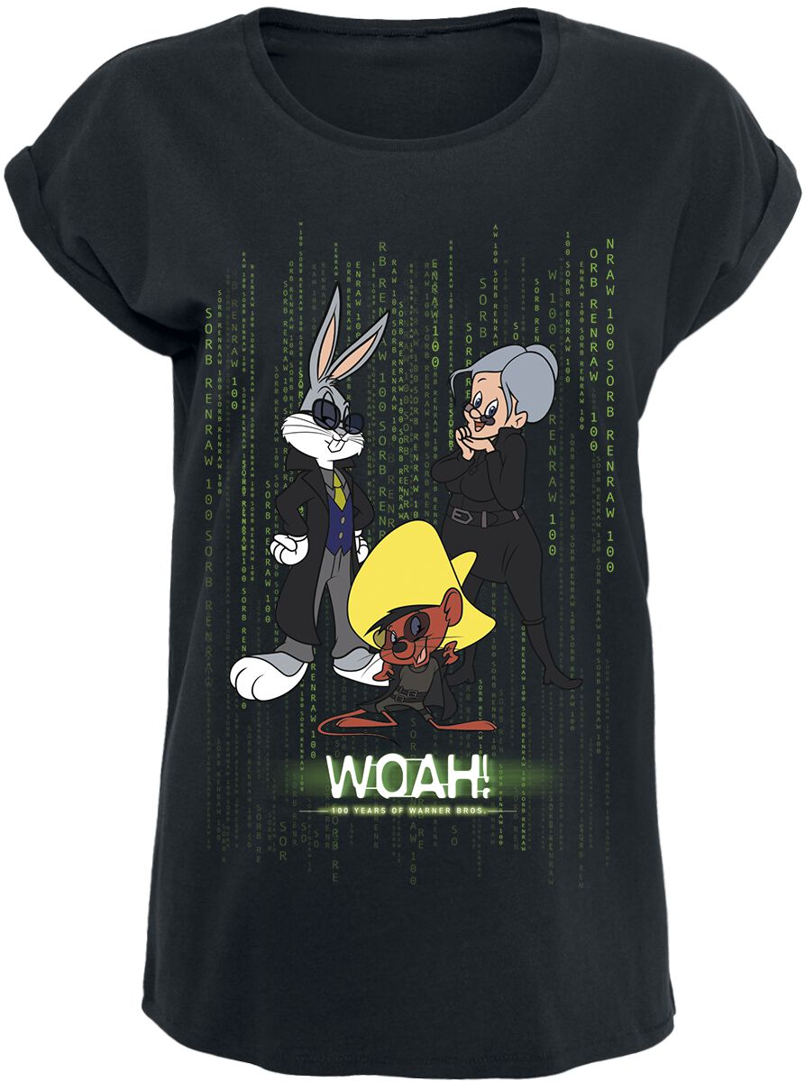 T-Shirt Manches courtes de Looney Tunes - Warner 100 - Matrix - S à XXL - pour Femme - noir