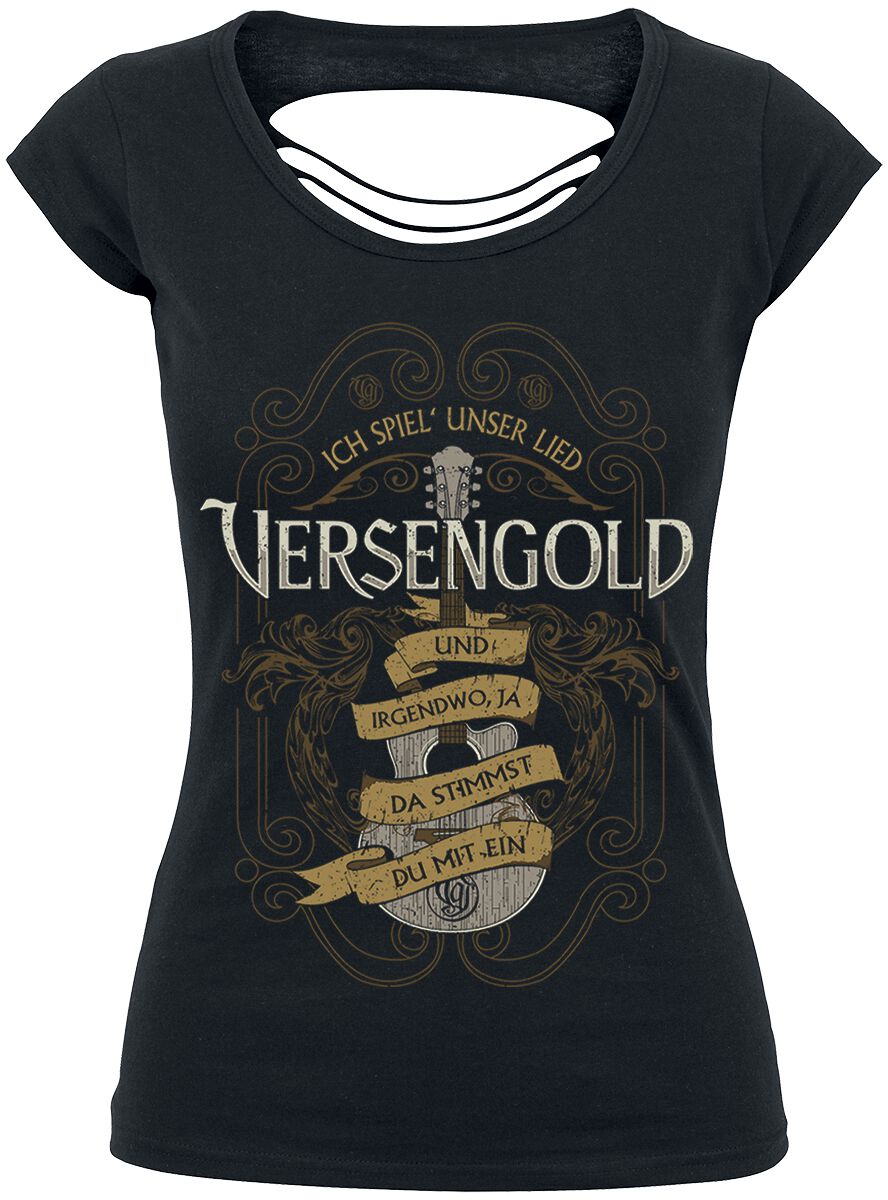 T-Shirt Manches courtes de Versengold - Unser Lied - S à XXL - pour Femme - noir