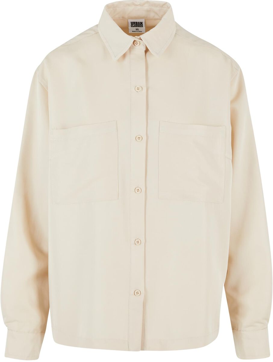 Urban Classics Langarmhemd - Ladies Oversized Twill Shirt - XS bis 3XL - für Damen - Größe XL - sand