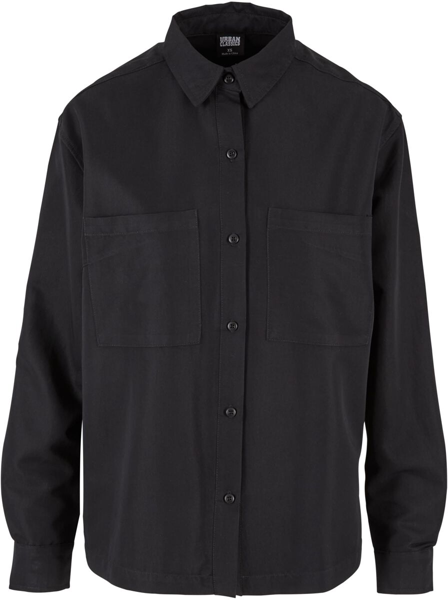 Urban Classics Langarmhemd - Ladies Oversized Twill Shirt - XS bis 3XL - für Damen - Größe L - schwarz