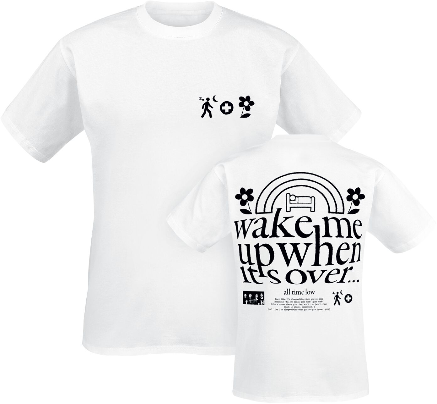 T-Shirt Manches courtes de All Time Low - Wake Me Up - S à XXL - pour Homme - blanc