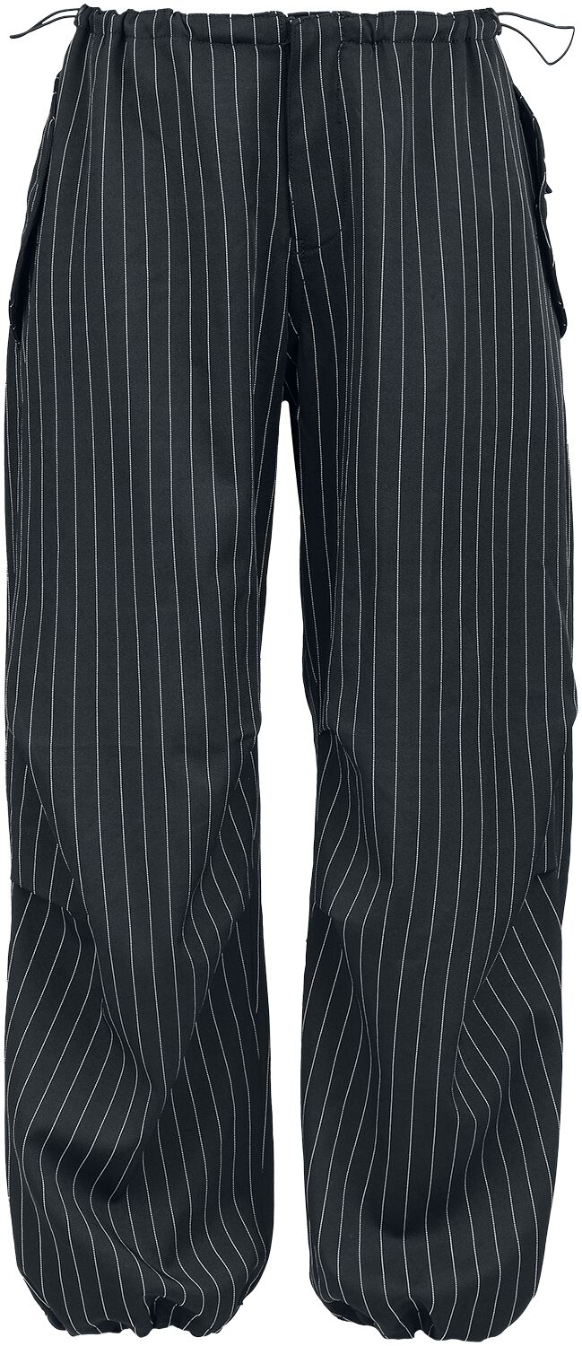 Banned Alternative Raven Pinstripe Trousers Stoffhose schwarz in L
