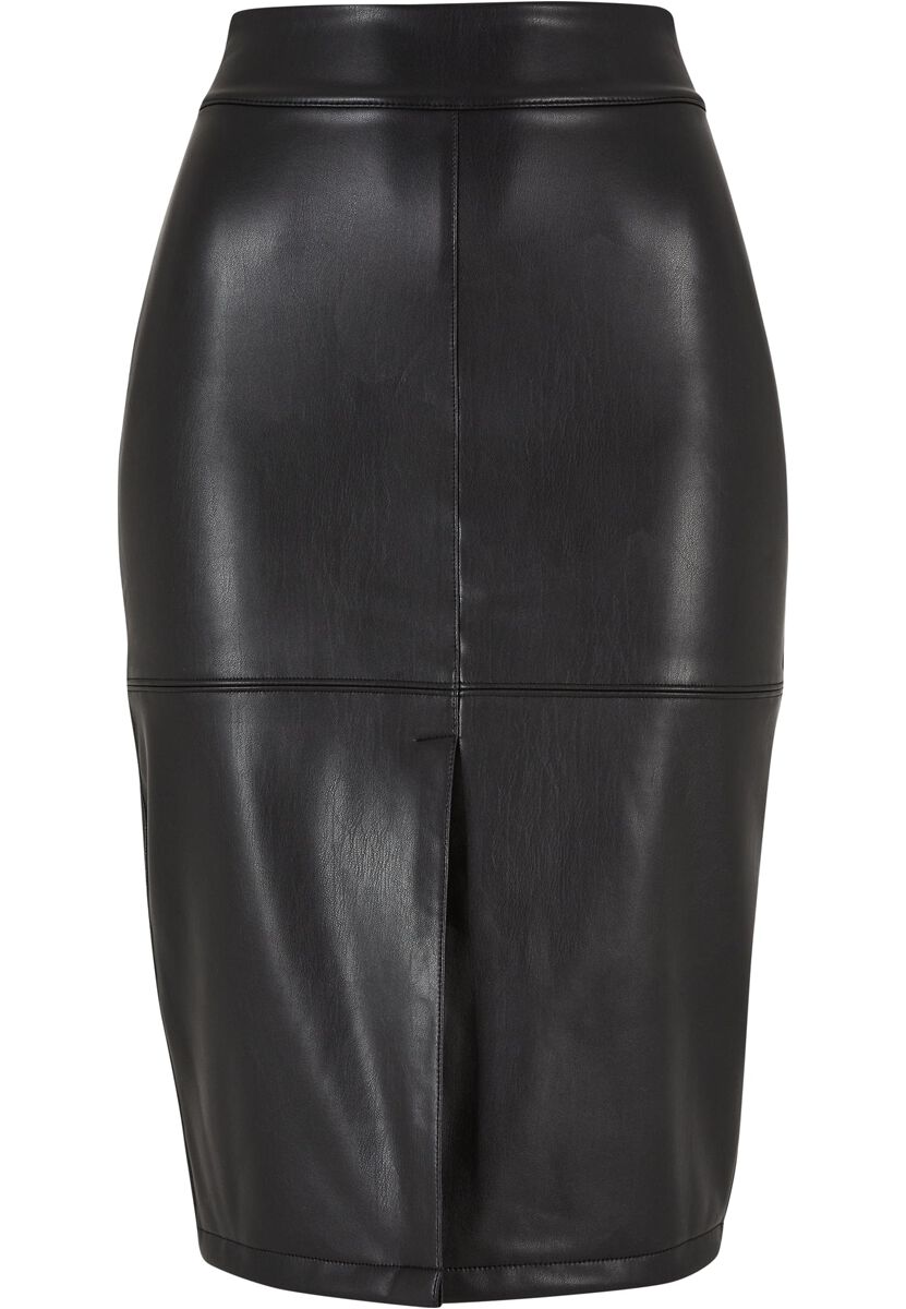 Urban Classics Rock knielang - Ladies Synthetic Leather Pencil Skirt - XS bis S - für Damen - Größe S - schwarz