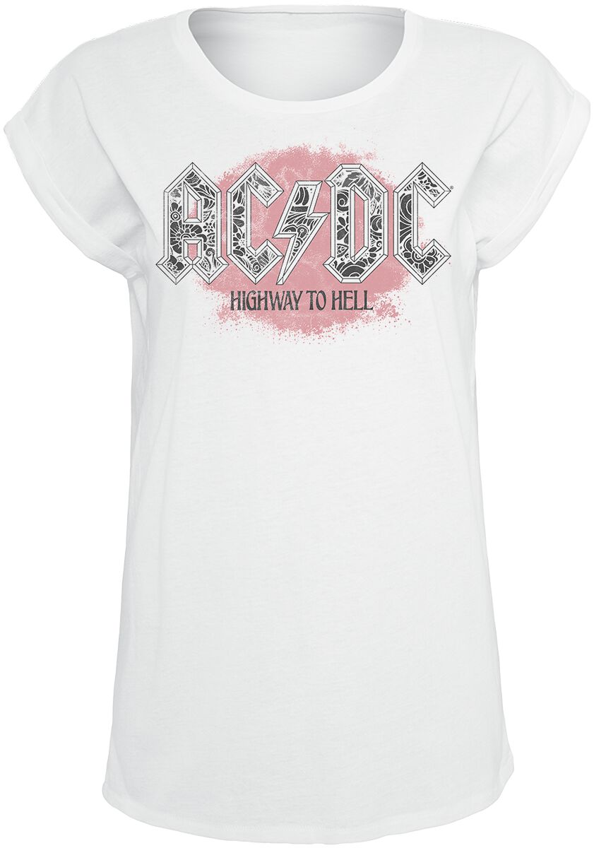 T-Shirt Manches courtes de AC/DC - Highway To Hell Flowers - S à XXL - pour Femme - blanc
