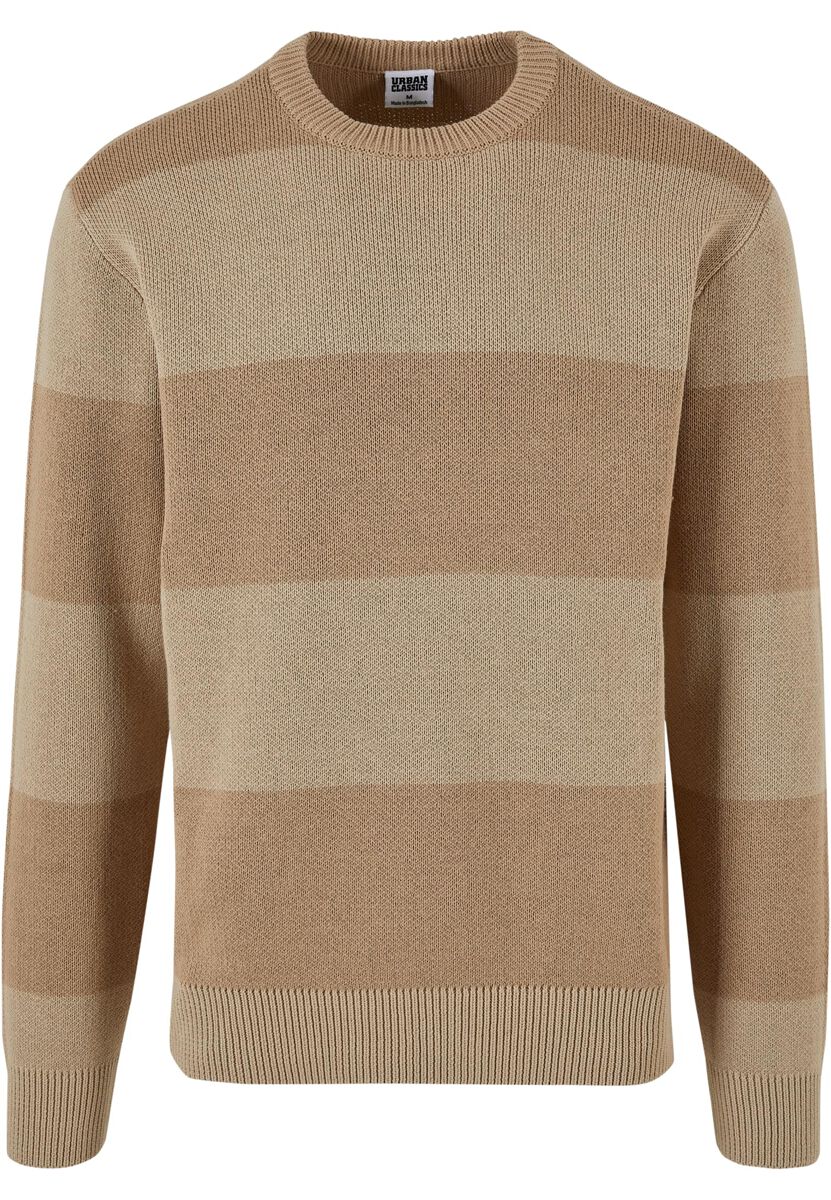 Urban Classics Strickpullover - Heavy Oversized Striped Sweatshirt - S bis XXL - für Männer - Größe XXL - beige/braun